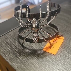 Natasha Couture Black Crystal Spider Hair Cuff